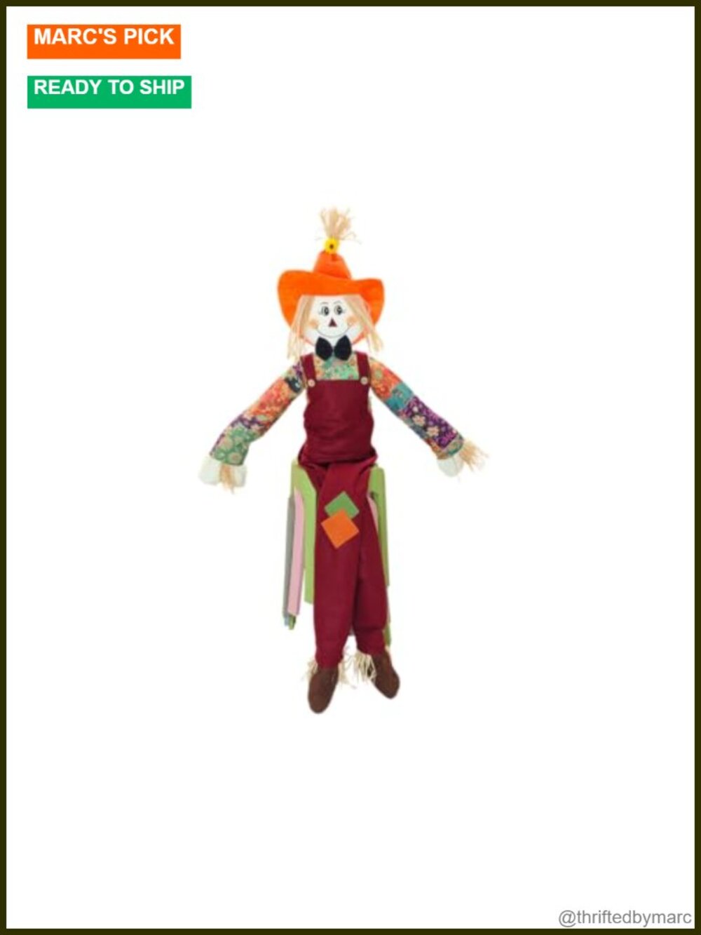 60 Inch Fall Scarecrow Sitting Harvest Decor Outdoor Garden Figure Thanksgiving